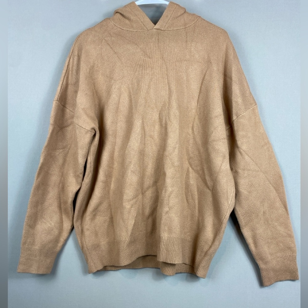Zara Tan Knitwear Hoodie Sweater Size Large